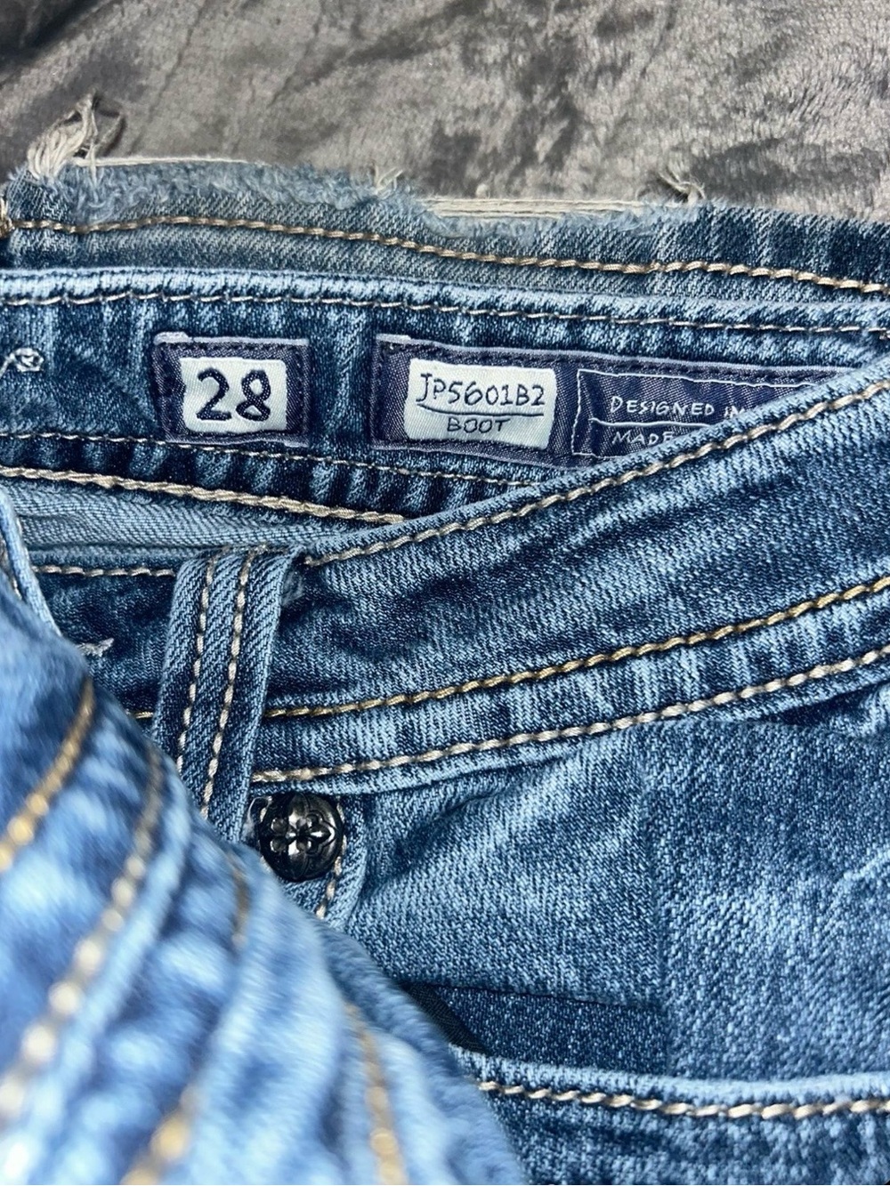 (3) Miss Me Blue Embellished Bootcut Jeans Trio - Distressed & Detailed - Picture 5 of 7